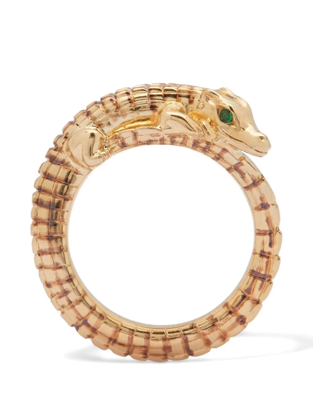Bibi van der Velden alligator green stone pinky ring - Gold