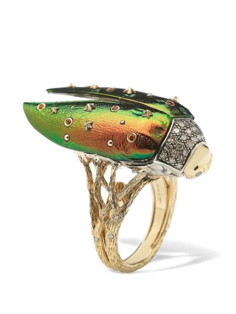 Bibi van der Velden anillo Scarab Fly con gemas