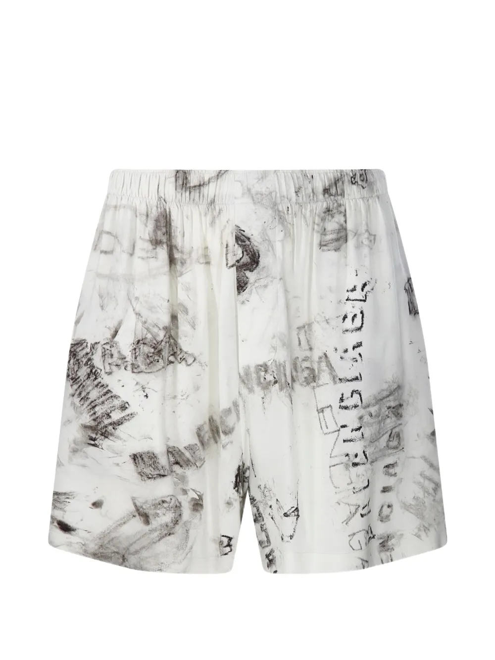 Balenciaga print pyjama shorts - Grigio