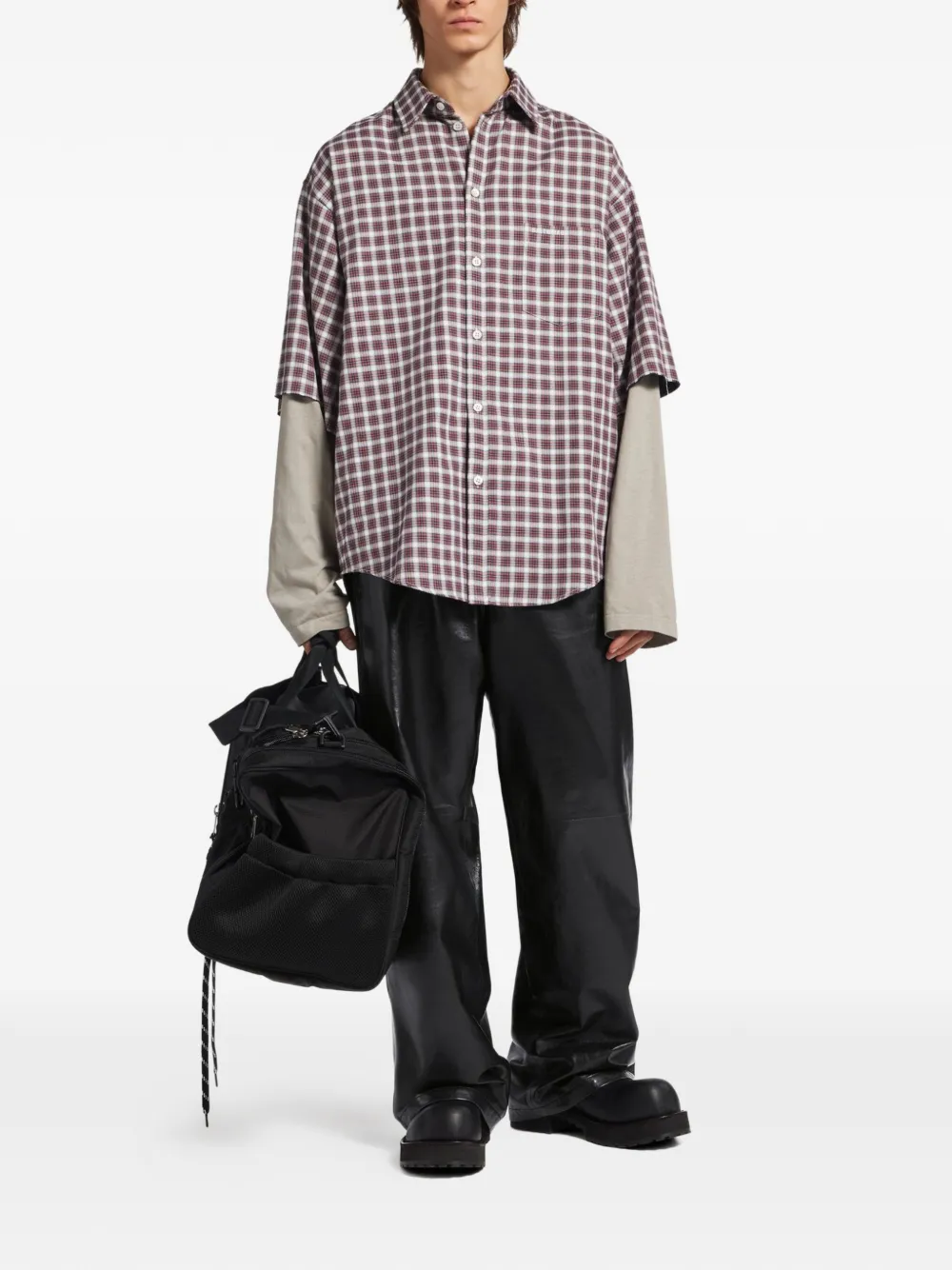  Balenciaga Checked Layered Shirt 