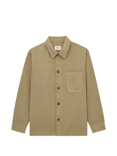Saint Laurent logo-embroidery shirt jacket