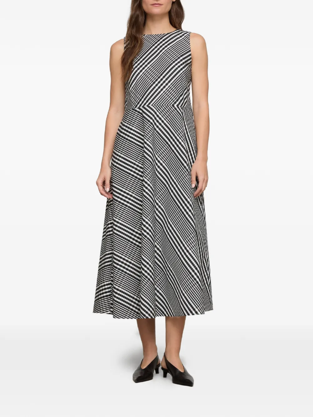  Lafayette 148 Grid-plaid Midi Dress - Black 