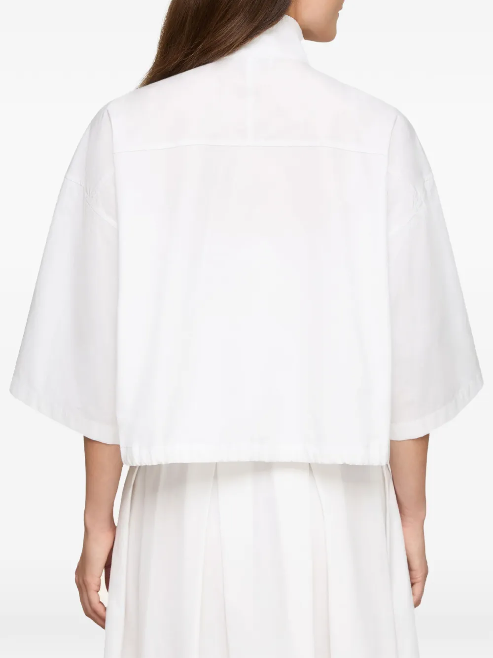 Lafayette 148 Oversized Short-sleeve Shirt-jacket in White, view 3