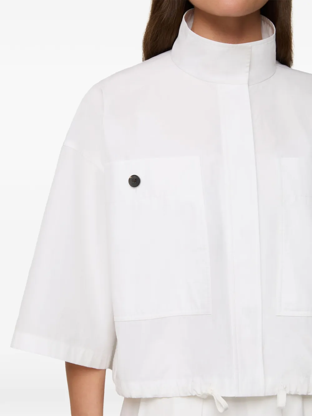 Lafayette 148 Oversized Short-sleeve Shirt-jacket in White, view 4