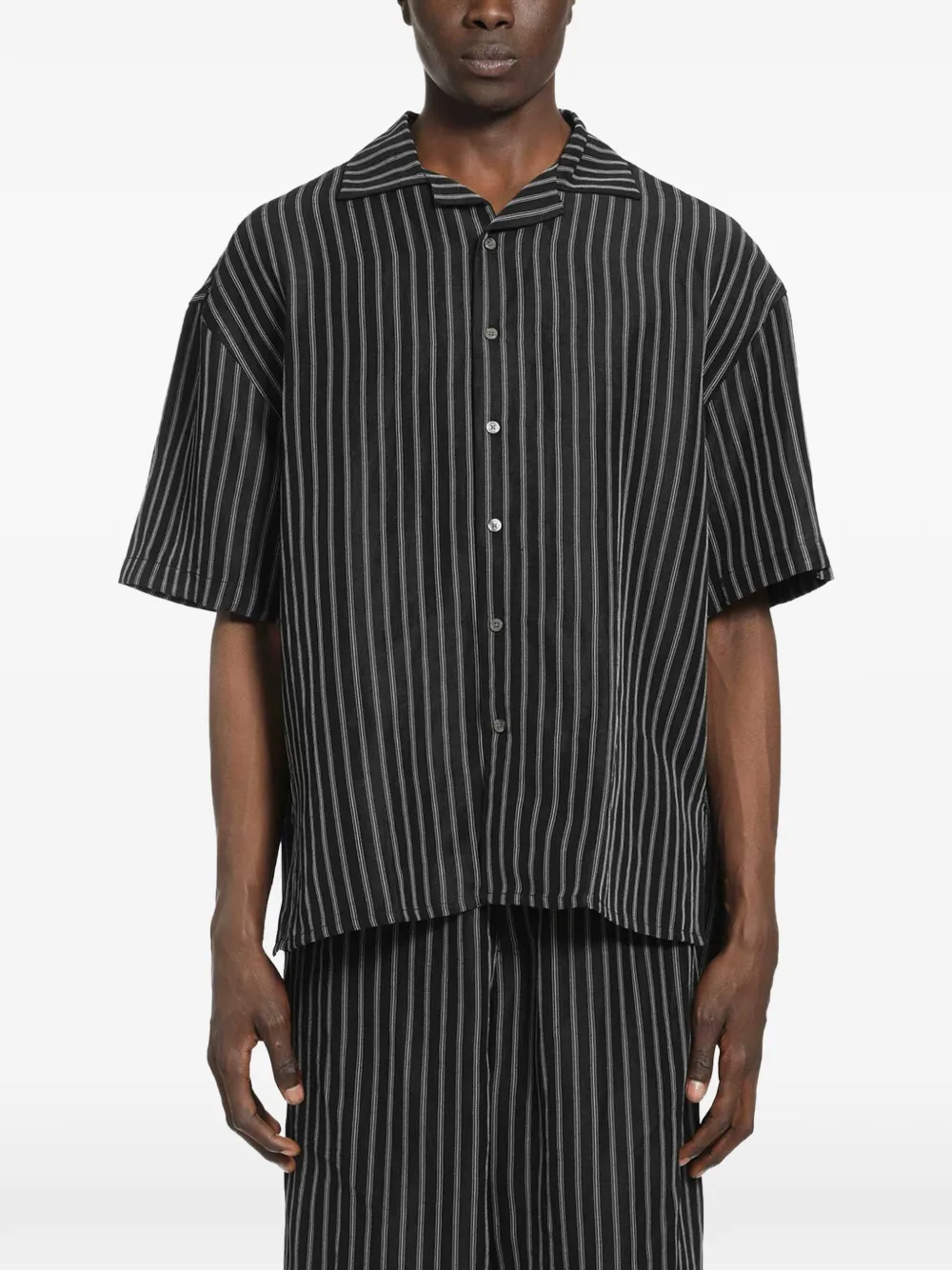 Willy Chavarria striped shirt | Black | Image 1