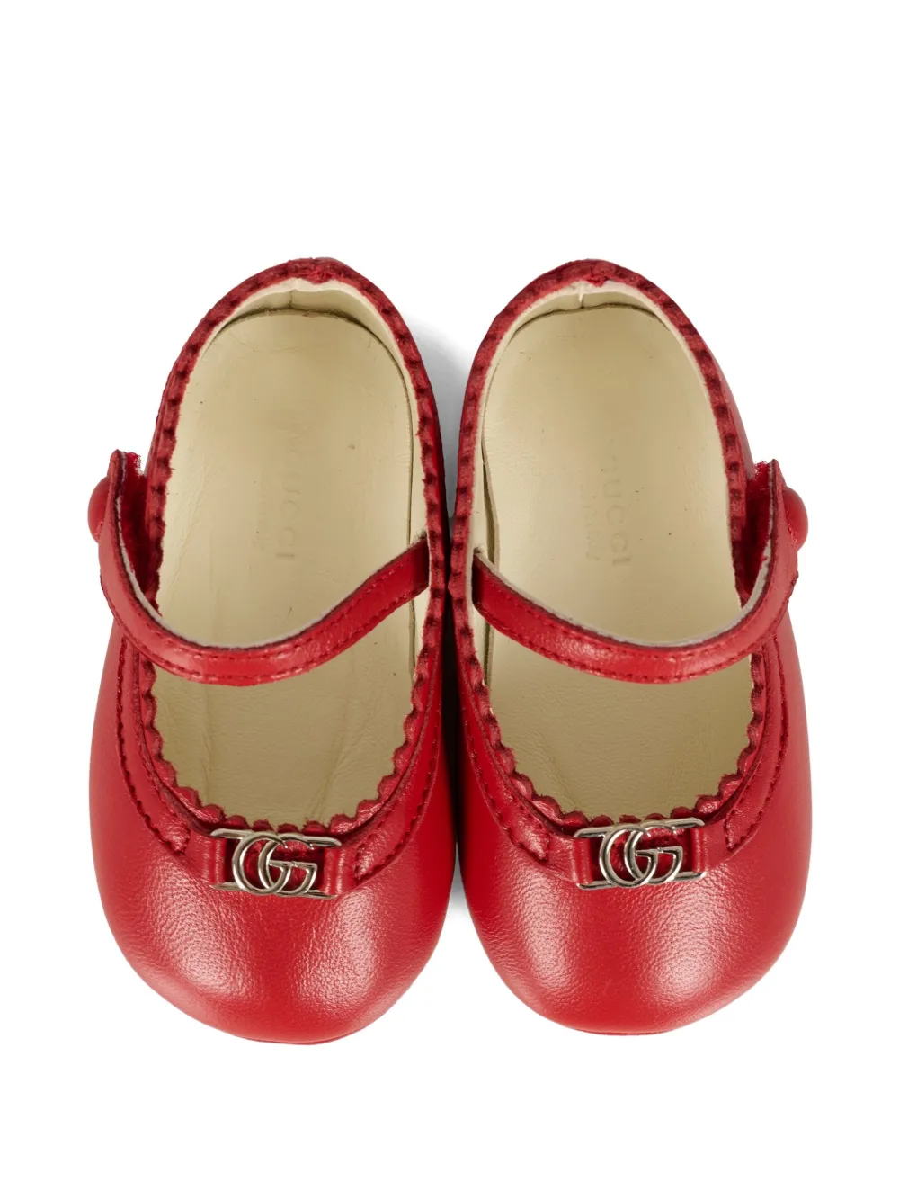 Gucci Kids Double G leather ballet flats Rood