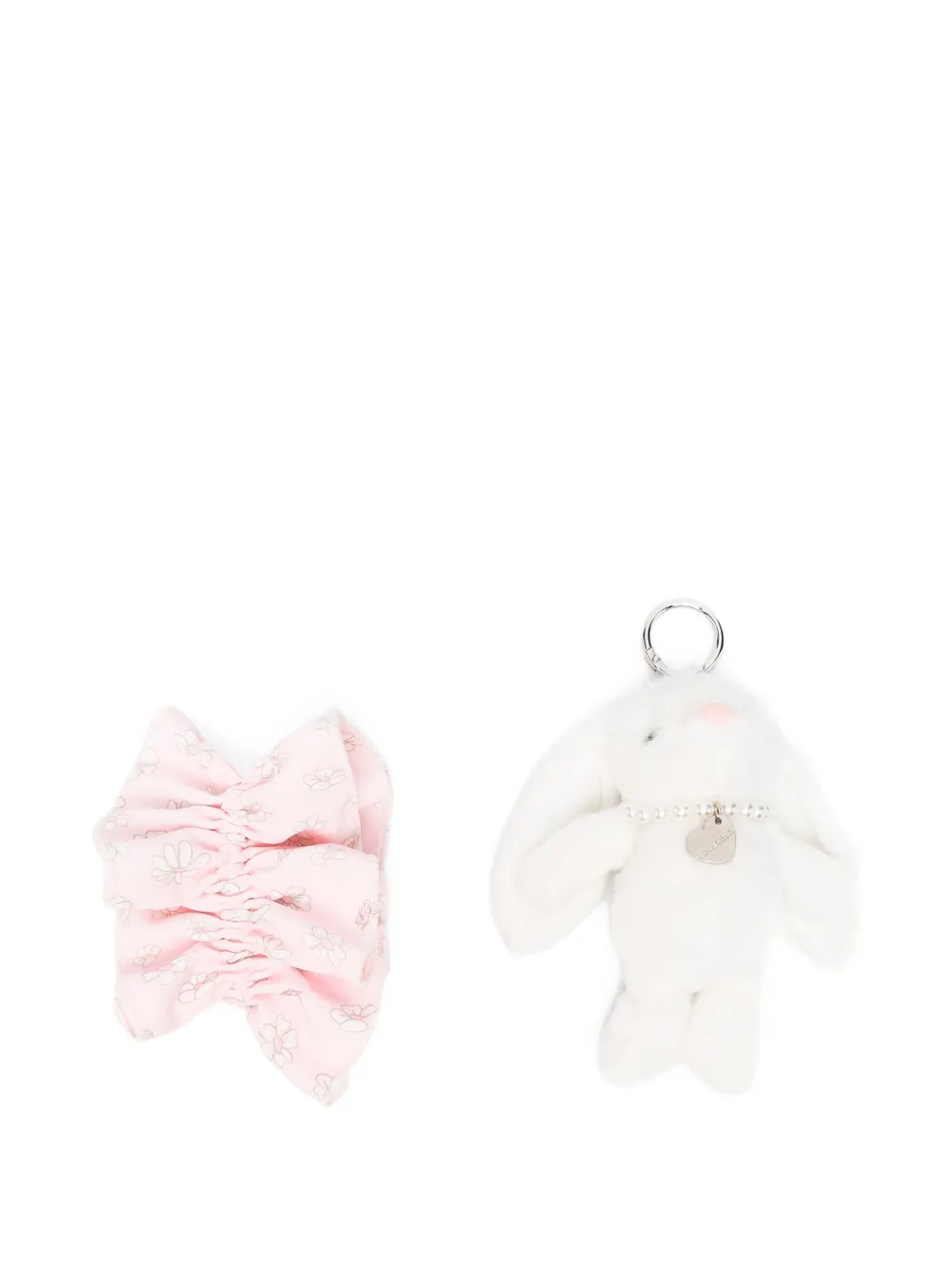 Monnalisa floral-print bunny keyring - Bianco