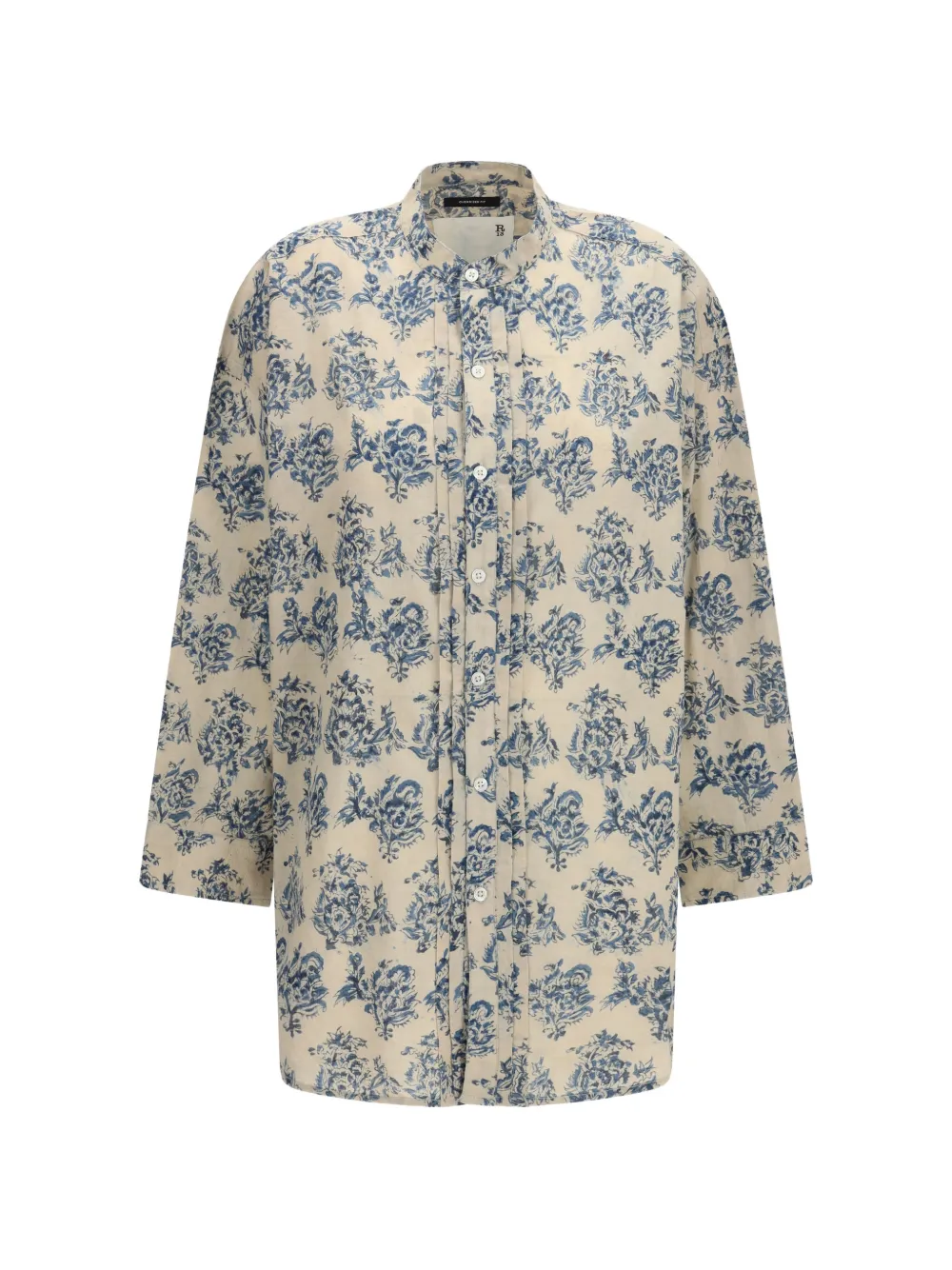 R13 pleated-detail floral-print shirt - Neutrals