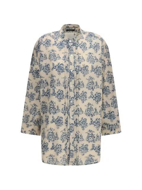 R13 pleated-detail floral-print shirt