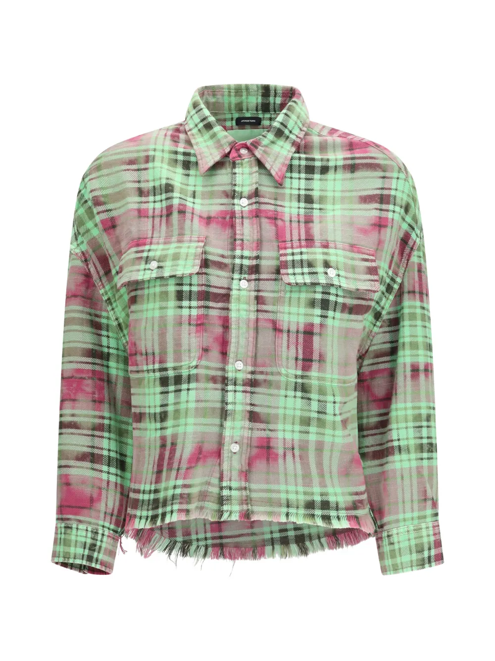 R13 Frayed Plaid Shirt In Green