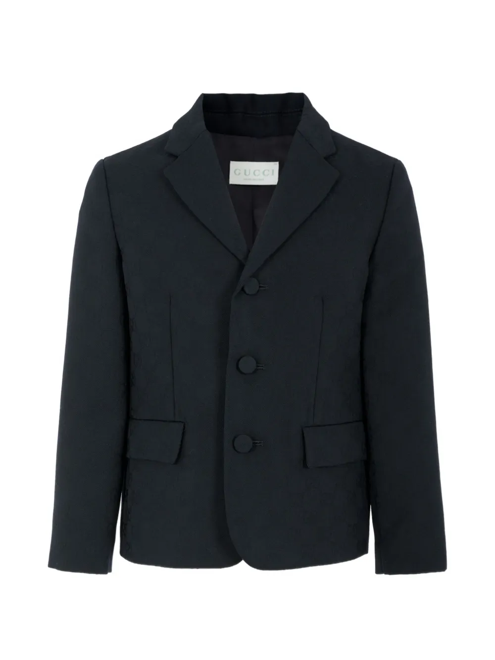 Gucci Kids Wollen blazer met GG-patroon jacquard Blauw
