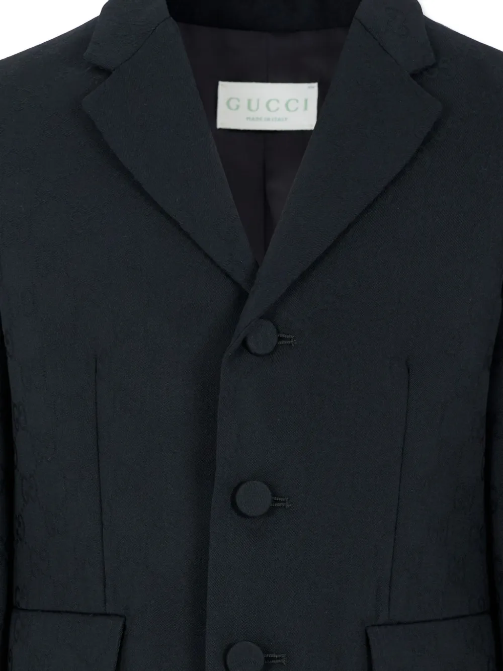  Gucci Kids Gg-pattern Wool Jacquard Blazer - Blue 