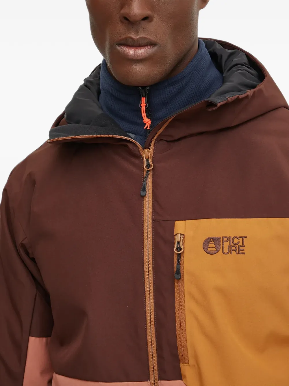 PICTURE Nitric ski-jack met colourblocking en capuchon Bruin