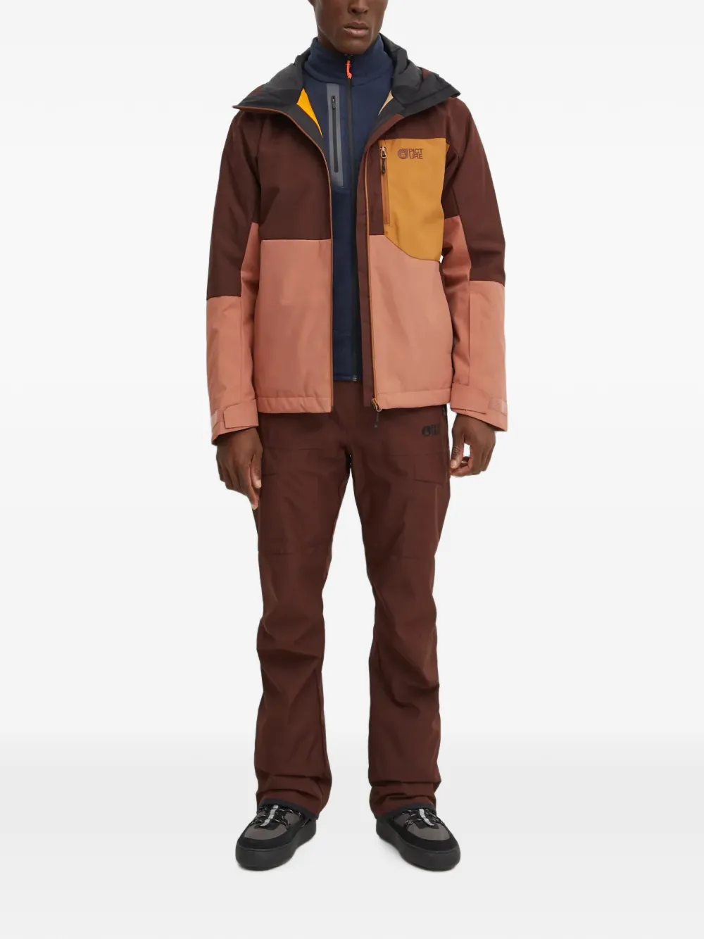 PICTURE Nitric ski-jack met colourblocking en capuchon Bruin