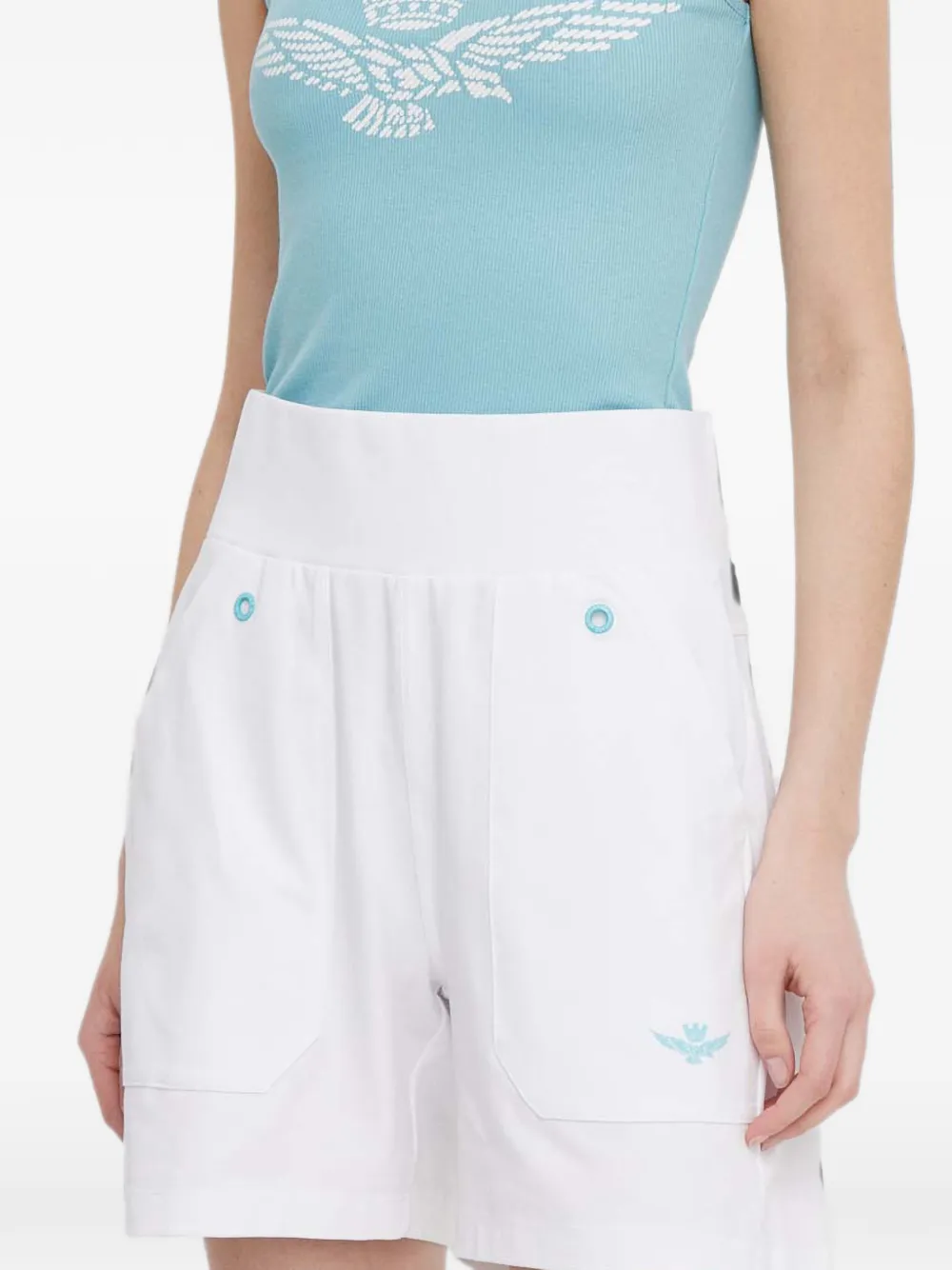  Aeronautica Militare Elasticated-waistband Knitted Mini Shorts - Blanco 