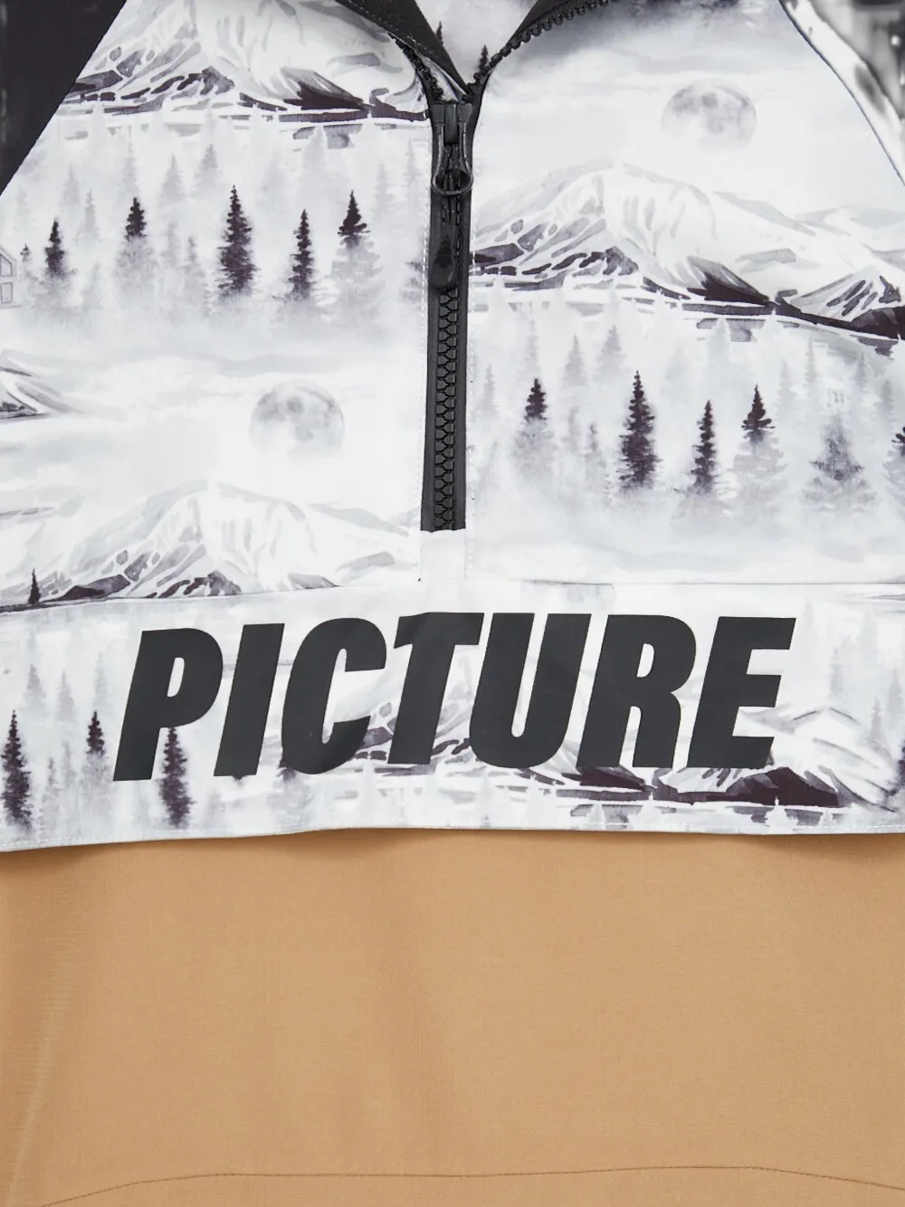 PICTURE Occan ski-jack met vlakken en landschaps-print Bruin