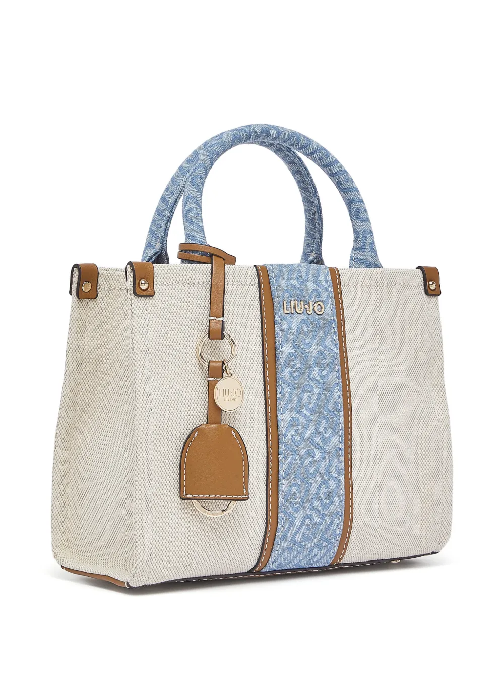 LIU JO Borsa tote piccola con placca logo - Toni neutri