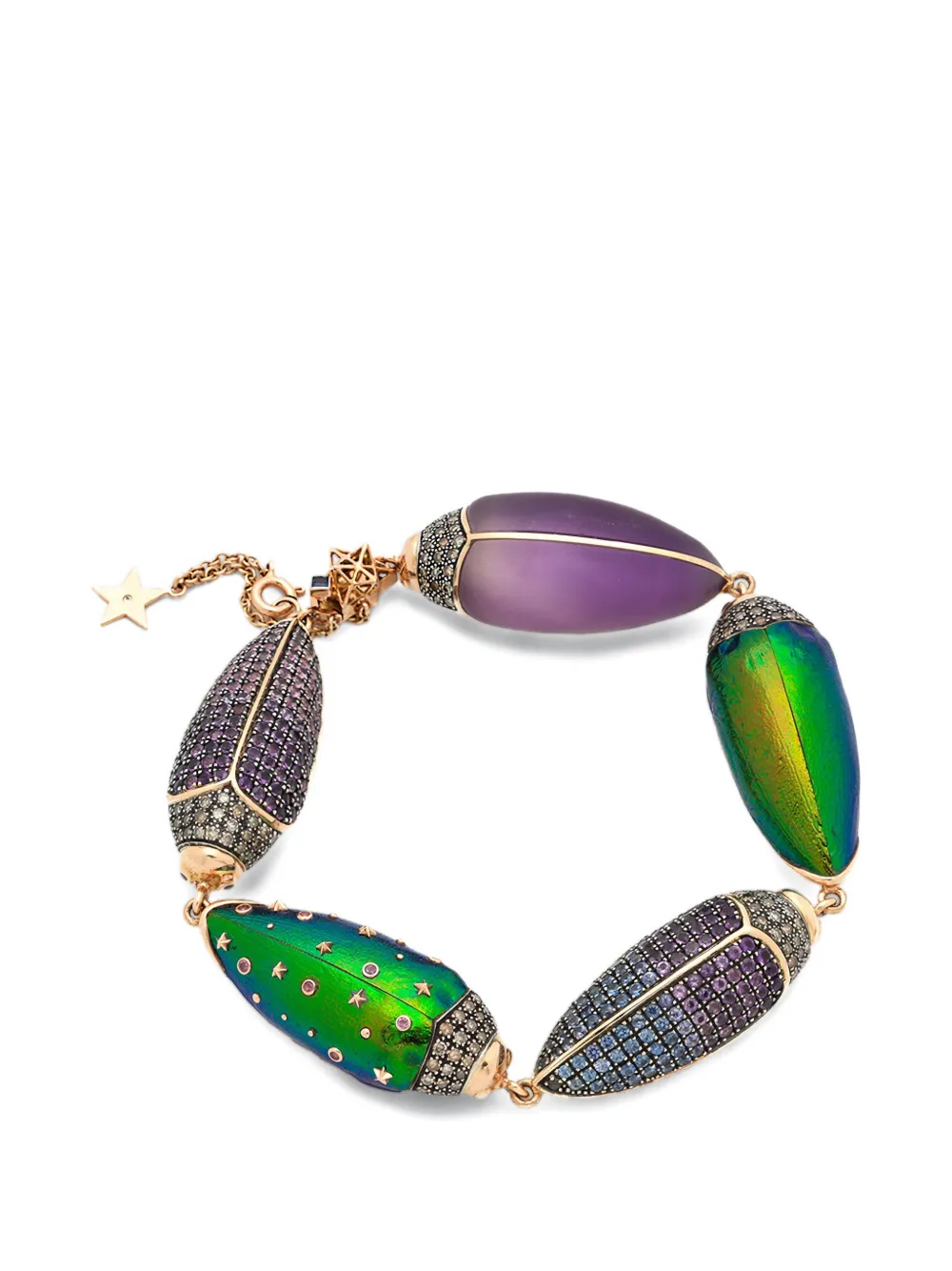 Bibi van der Velden Big Scarab multi-stone bracelet - Pink