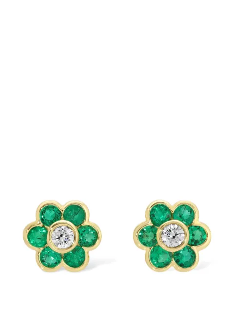 Anita Ko small Flora Colombian emerald stud earrings