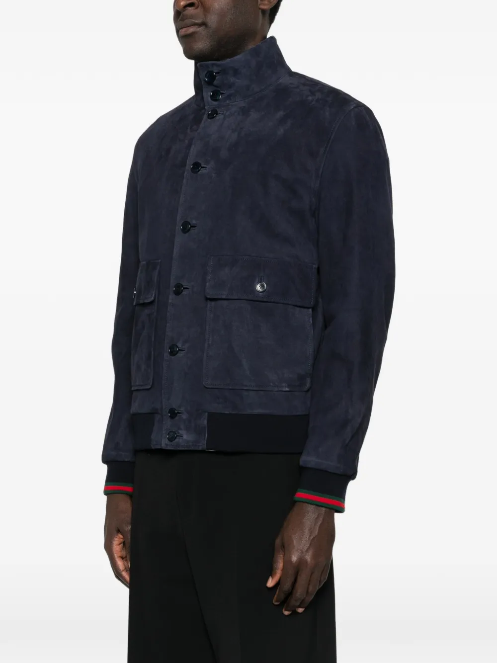  Gucci Pocket Leather Jacket - Blue 