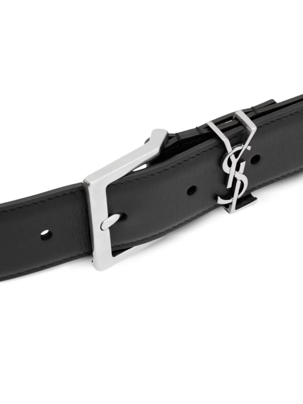  Saint Laurent Cassandre Leather Belt - Black 