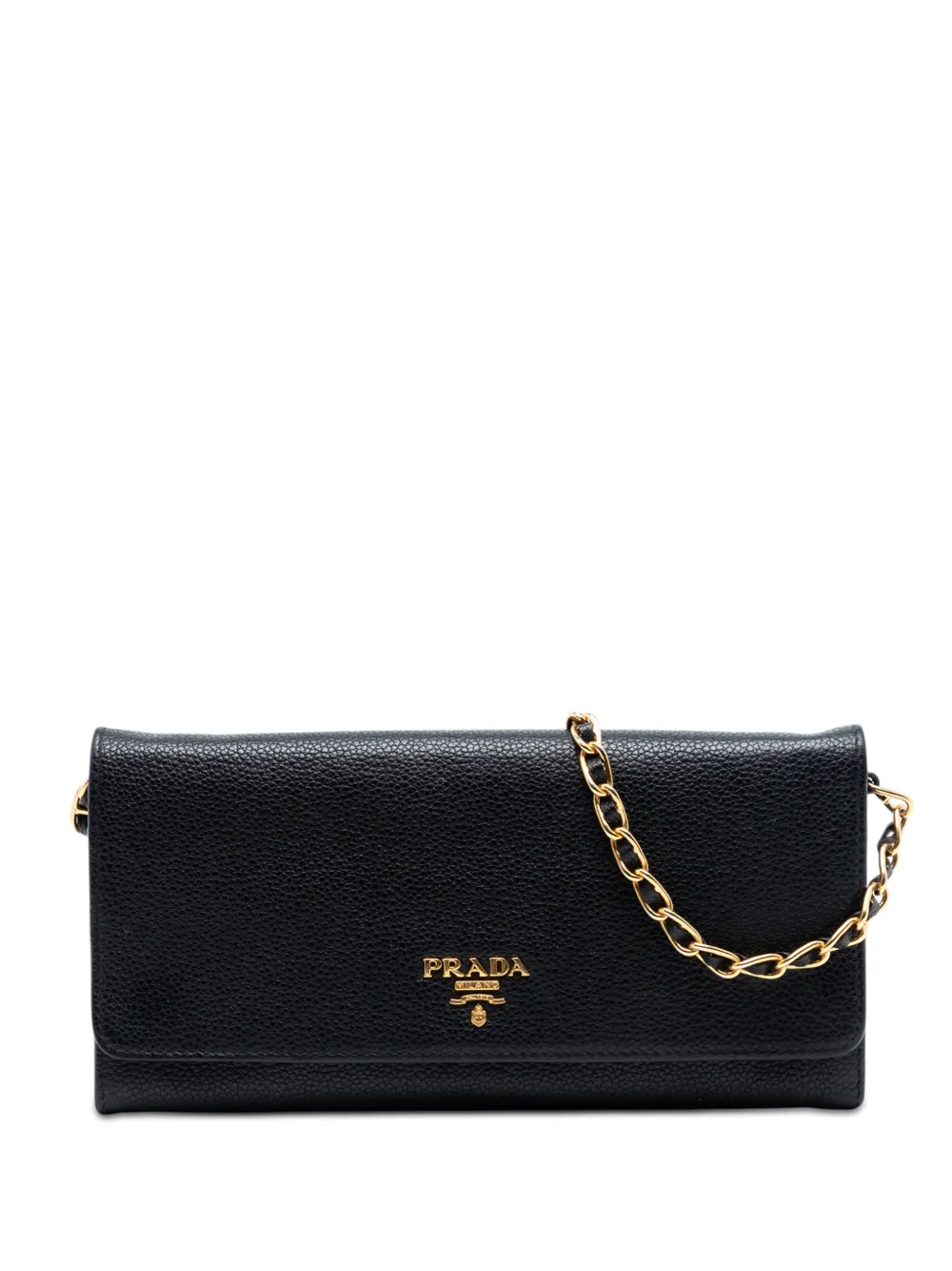 Prada Pre-Owned 2010-2025 Vitello Daino Wallet On Chain crossbody bag - Nero