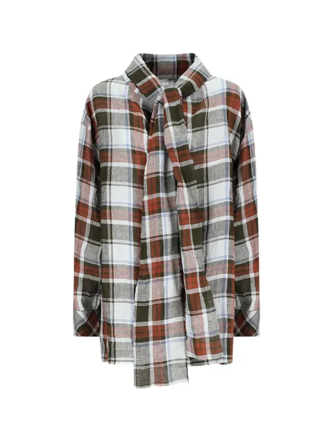 MARBELL Kendall plaid tie blouse