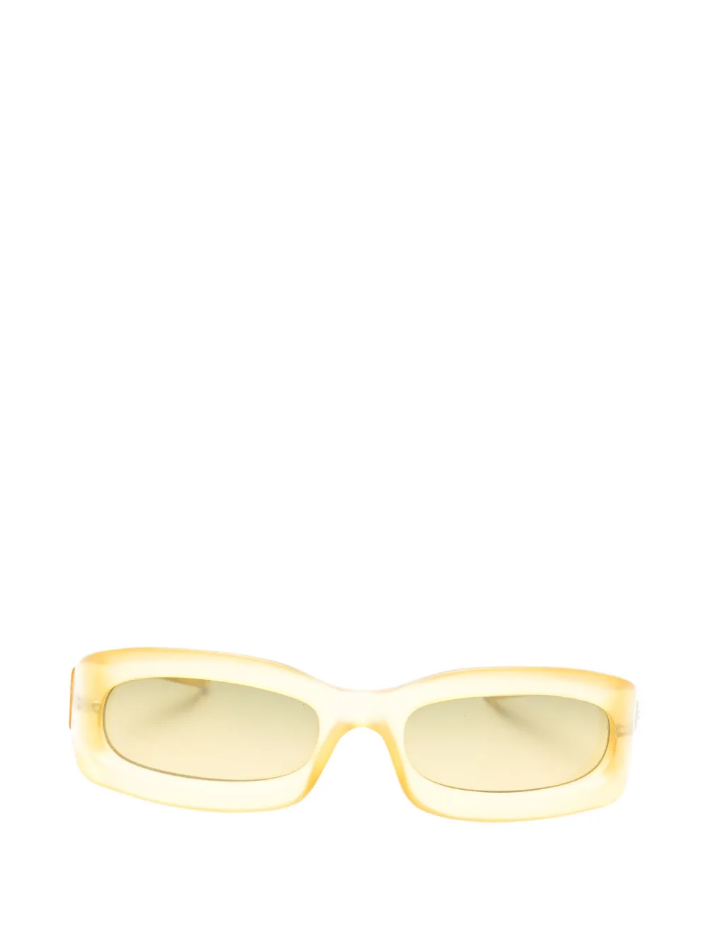 Pre-owned Fendi 2000s Rectangle-frame Sunglasses In Yellow