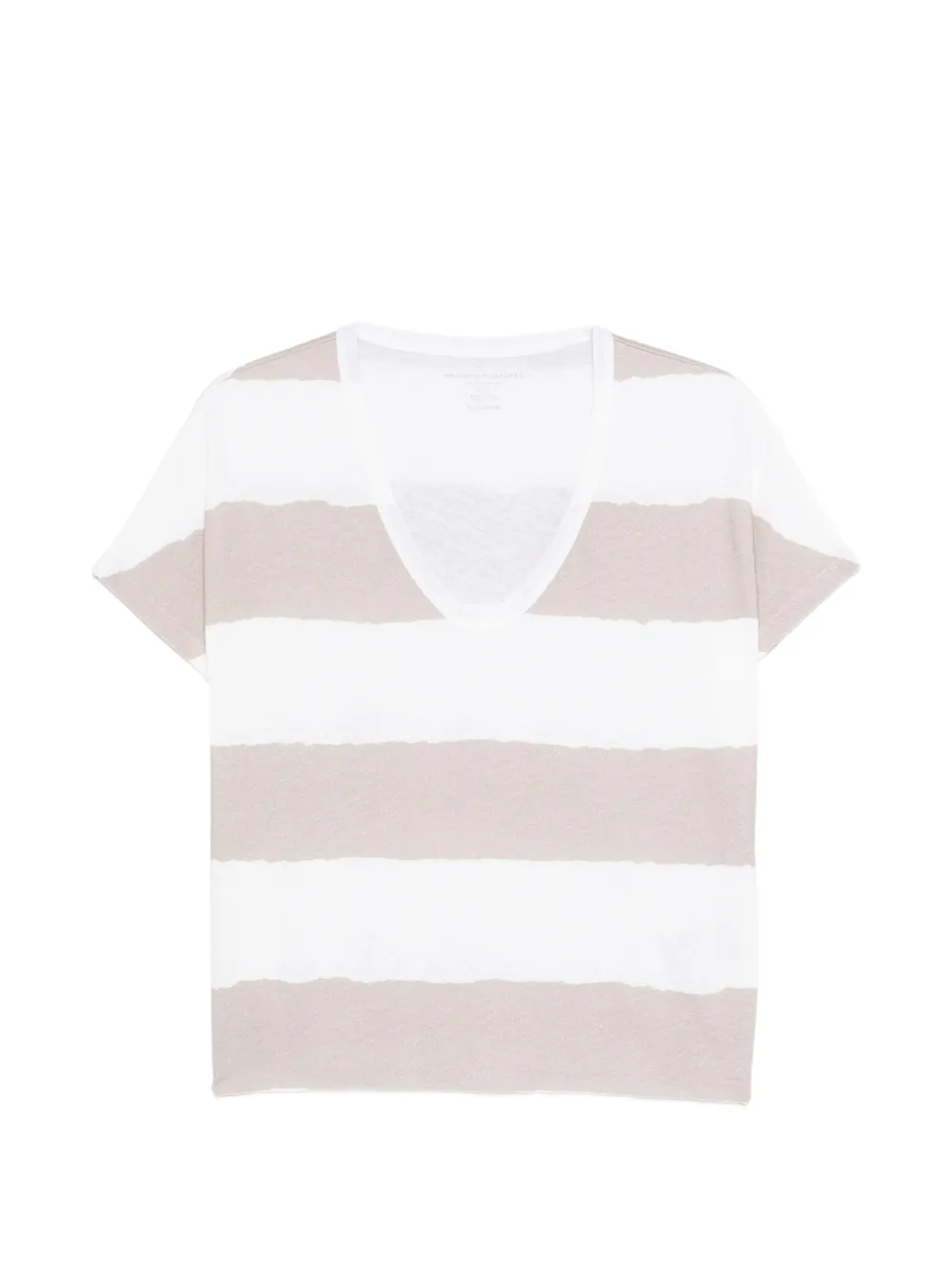 Majestic Filatures striped V-neck T-shirt - Bianco