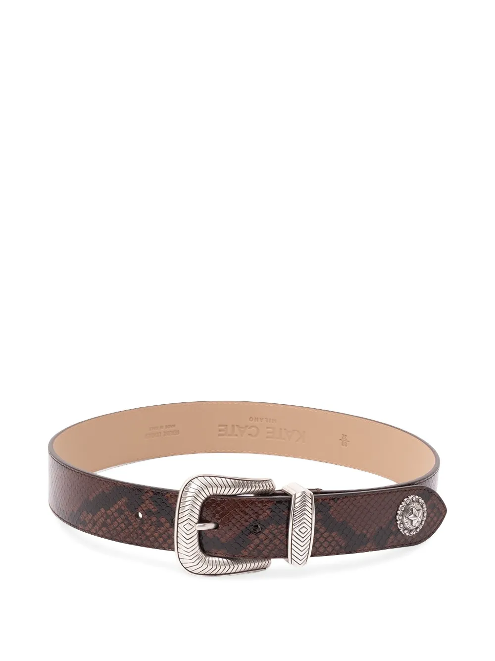 Kate Cate Embossed Leather Belt In Brown