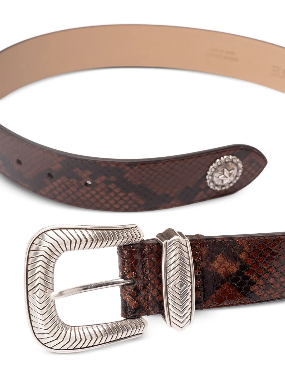  Kate Cate Embossed Leather Belt - Brown 