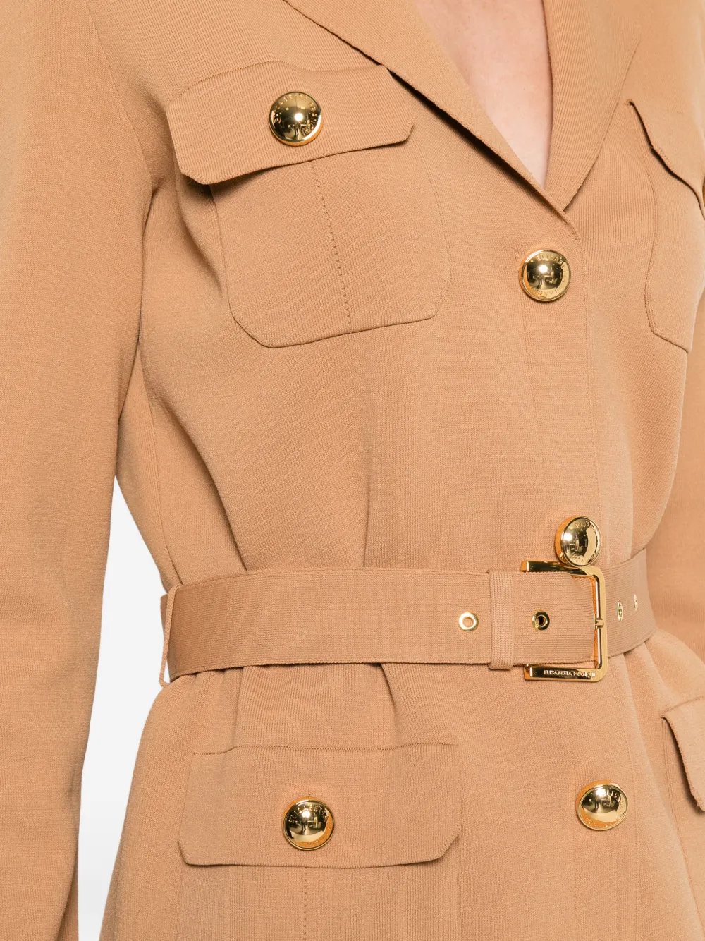 Elisabetta Franchi Jack met ceintuur en knopen Beige
