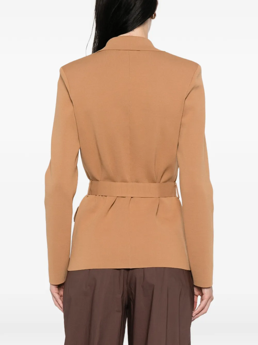 Elisabetta Franchi Jack met ceintuur en knopen Beige