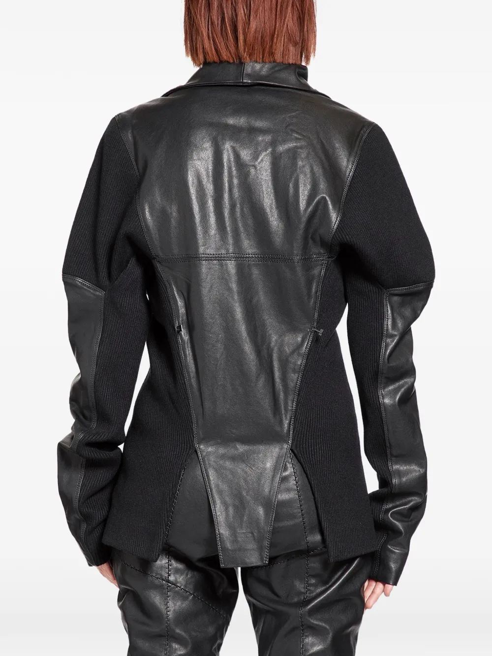  Yehuafan Asymmetric Leather Jacket - Black 
