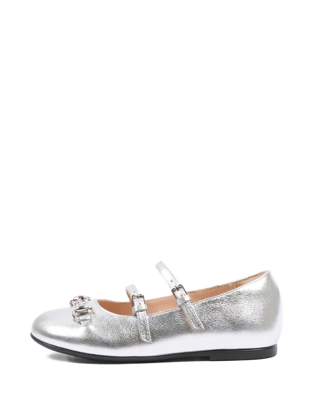 Gucci Kids Horsebit-detail leather ballet flats Zilver