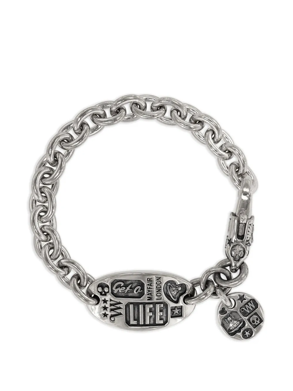 Vivienne Westwood Lancelot engraved-charm bracelet - Argento