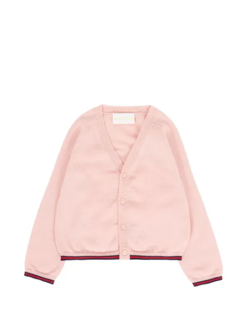 Gucci Kids Web-detail ribbed V-neck cardigan