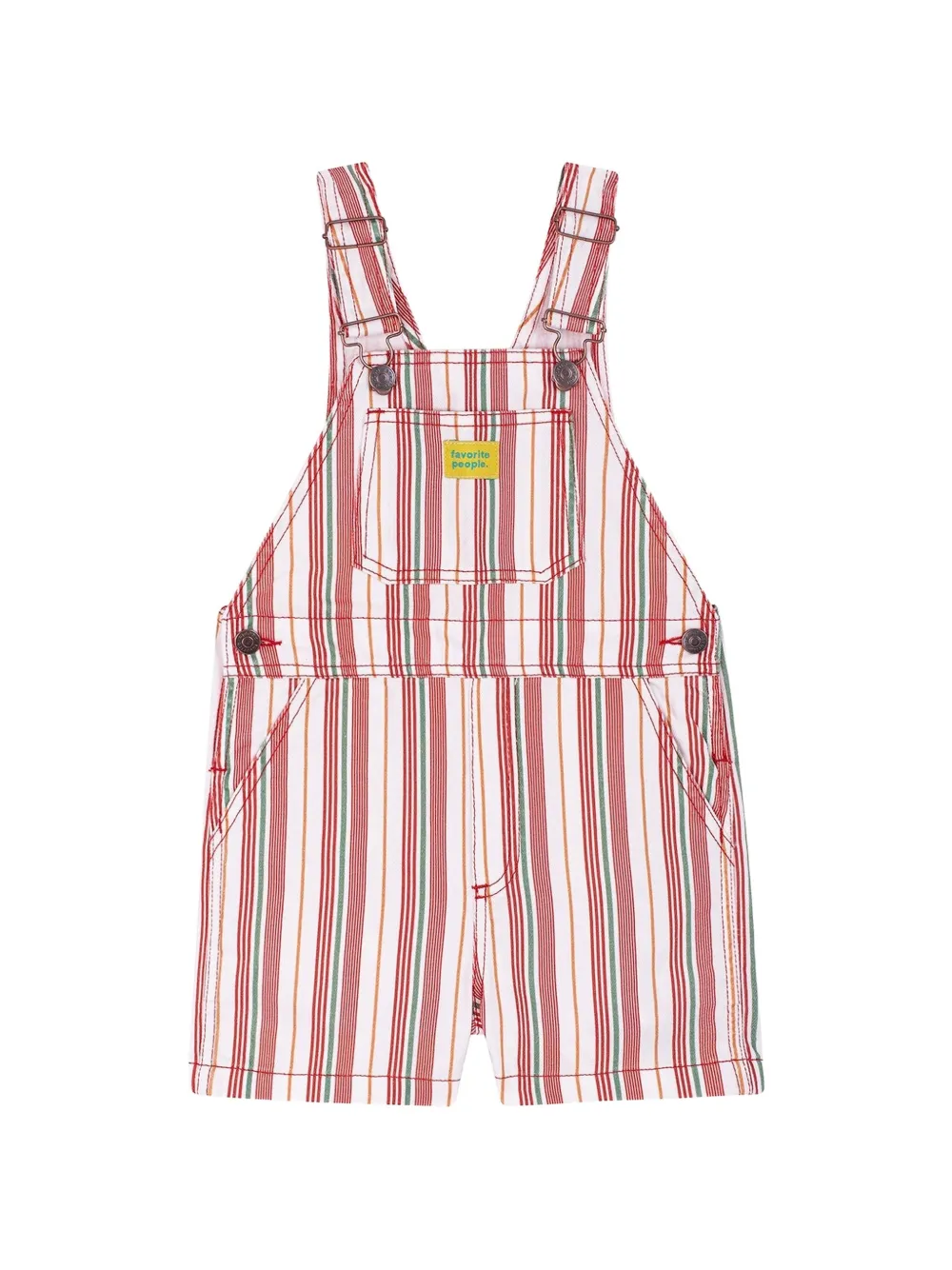 Favorite People striped adjustable short overalls - White
