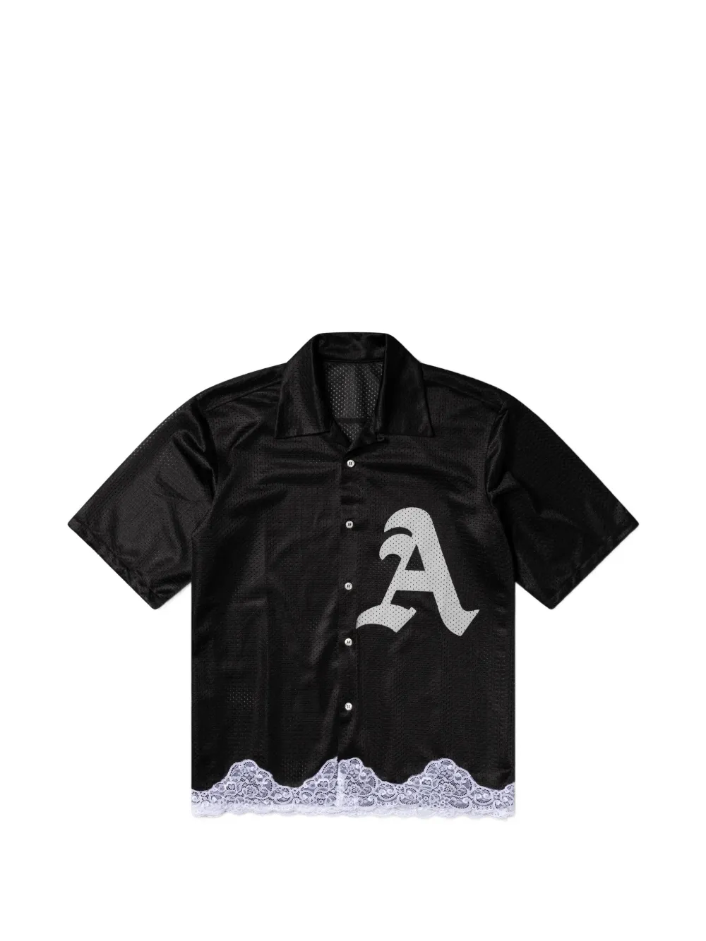 Aries lace-trim logo-detail shirt - Nero