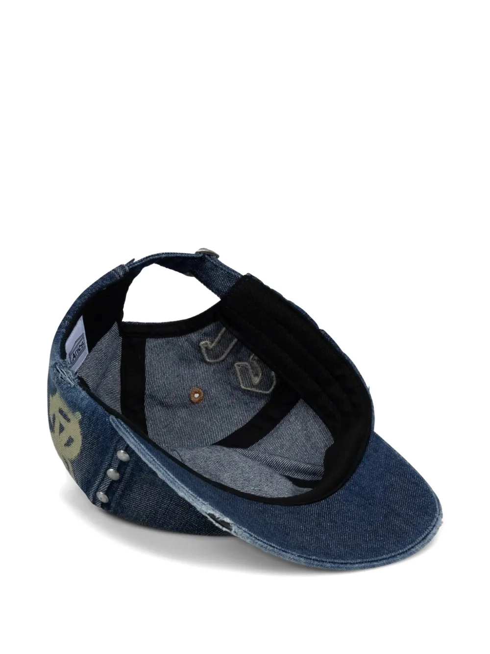 Aries skull-print Studded Denim Cap | Blue | FARFETCH