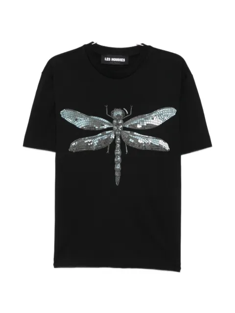 LES HOMMES dragonfly-print T-shirt
