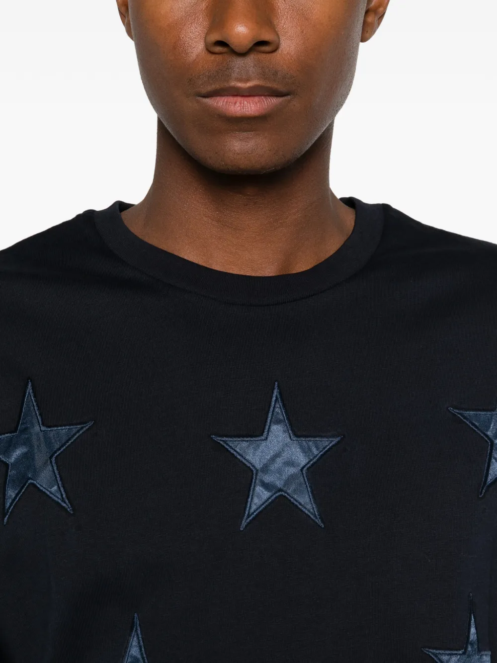 LES HOMMES T-shirt met sterpatch Blauw