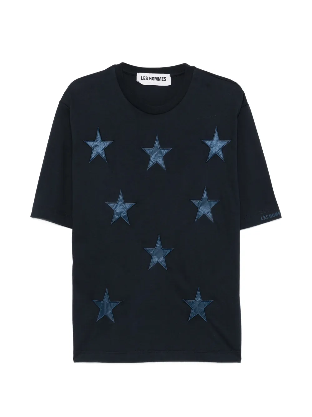 LES HOMMES star-patch T-shirt - Blu
