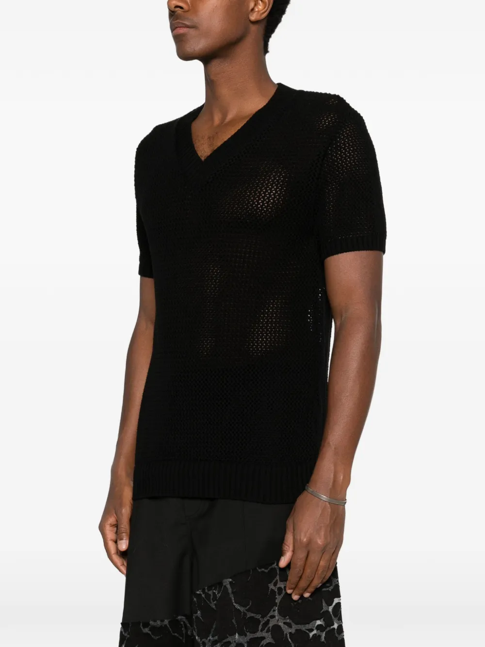  Les Hommes T-shirt Con Scollo A V - Nero 