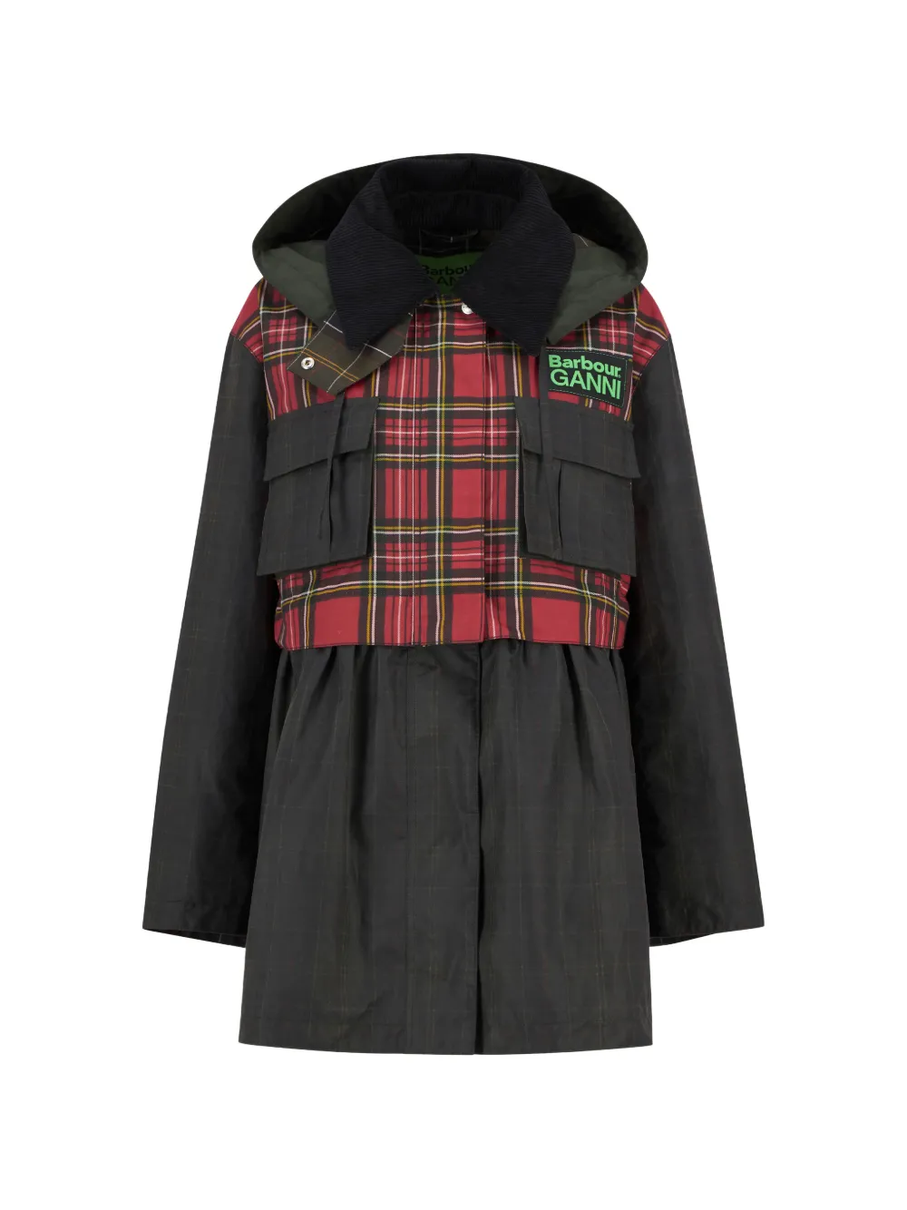 Barbour x Ganni plaid-pattern coat - Black