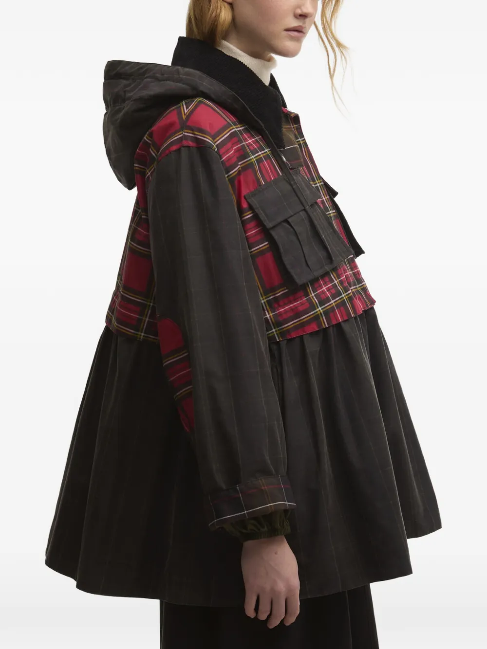 Barbour x Ganni geruite jas Zwart