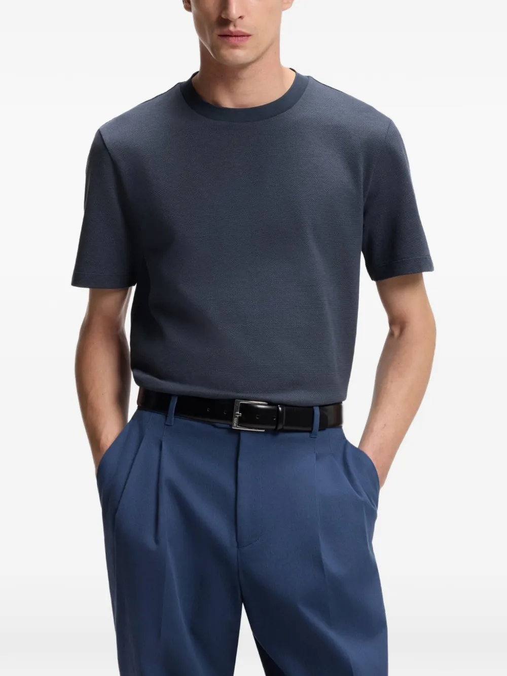 BOSS Katoenen T-shirt Blauw