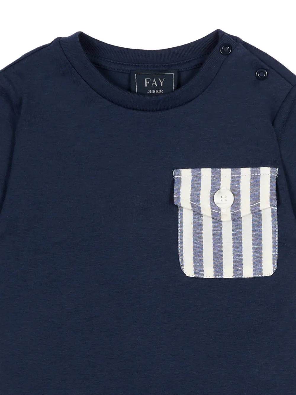 Fay Kids Gestreept T-shirt met zak Blauw
