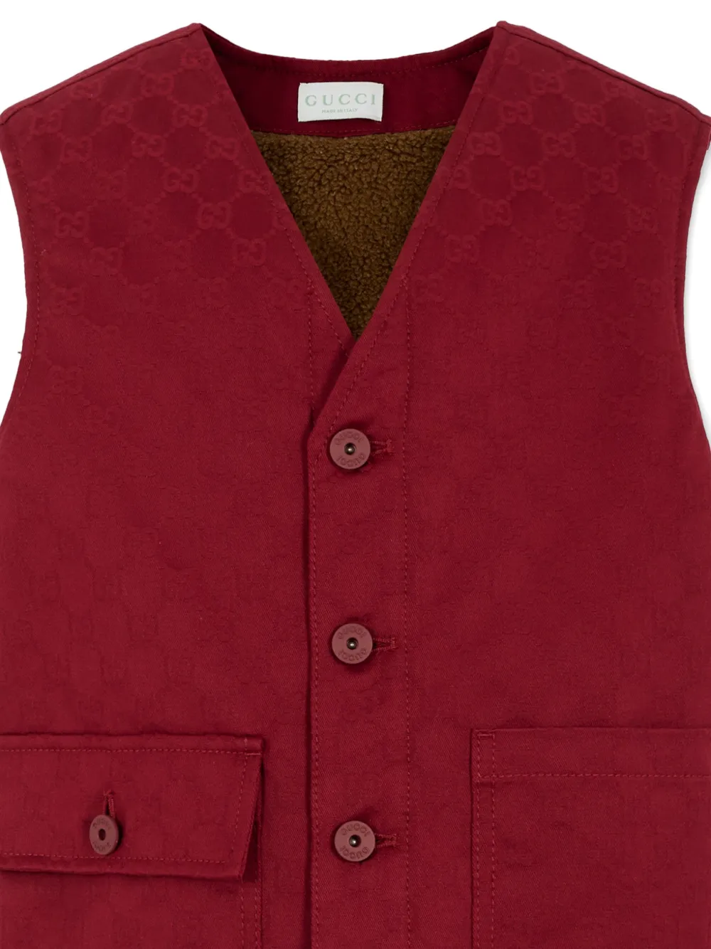  Gucci Kids Gg-pattern Buttoned Jacquard Gilet - Red 
