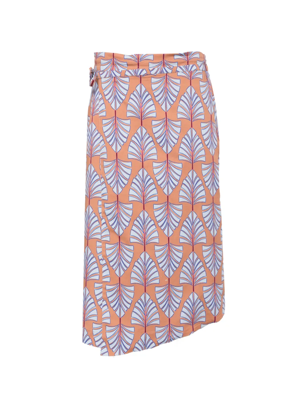Niu leaf-print wrap midi skirt - Marrone